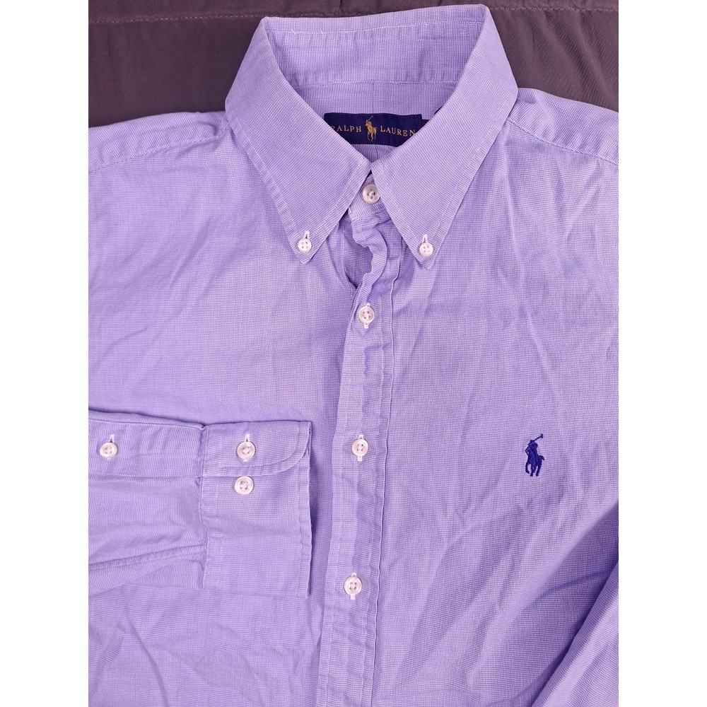 Polo Ralph Lauren Mens Large 16 34/35 Blue Classic Fit Preppy Office Casual